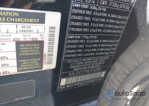 2014 Land Rover Range Rover 5.0L V8 Supercharged Autobiography from USA, damaged, VIN SALGV3TF9EA162981